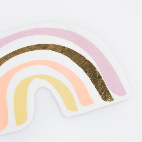 Add a 90s vibe to your party table with our paper napkins in the shapes of rainbows, smiley faces, flower napkins and mushrooms. Image3