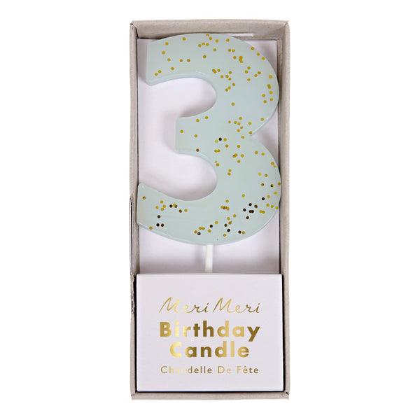 Blue Number 3 Candle Image2