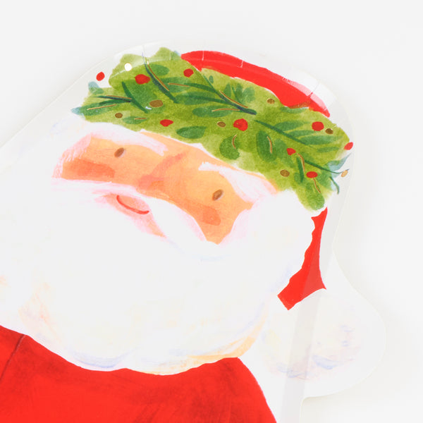 I nostri piatti di Babbo Natale, realizzati in carta pesante, hanno una bella qualità pittorica con dettagli di fogliame per dare un'atmosfera di ispirazione folk. Immagine3