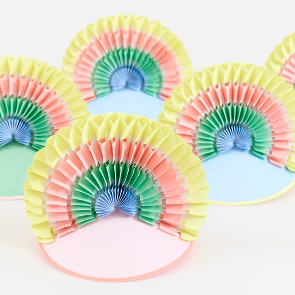 Swap plain hats for our rainbow party hats, ideal for a rainbow party, birthday or any special celebration for a stylish, fun look. Image3