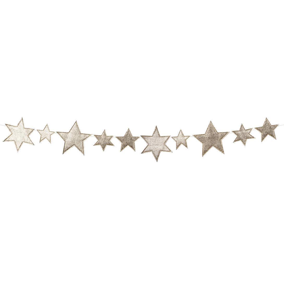 Our gold garland, with sparkling faux leather stars, adds shimmer and shine to any celebration. Image4