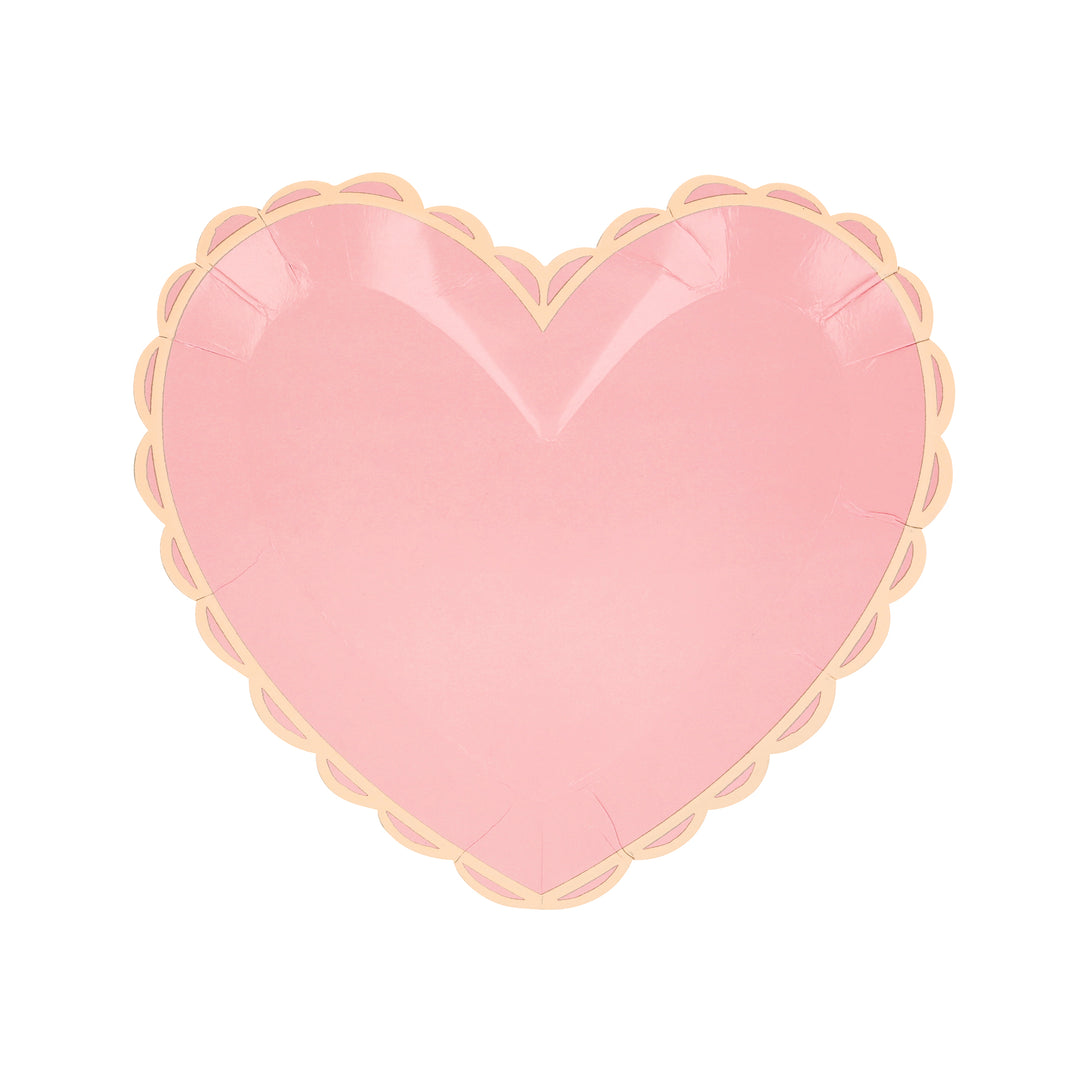 Our small plates, in heart shapes, feature a range of pretty pastel colours and a scalloped border.