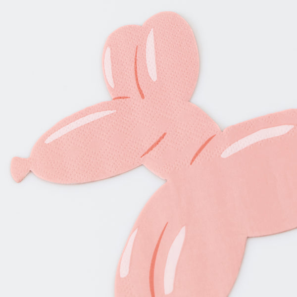 Our party napkins, in the shape of balloon dogs in pretty pink, are the ideal pink paper napkins for parties to make guests smile. Image3