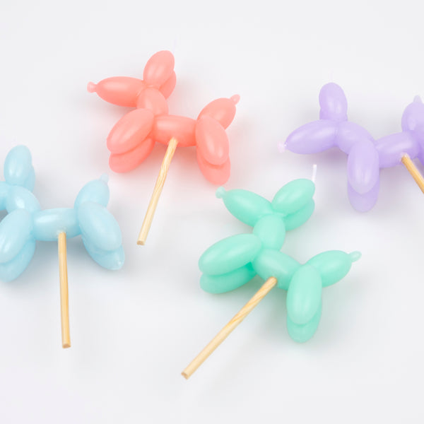 Make your birthday cake decorations look amazing with our fun candles crafted in the shapes of colourful balloon dogs. Image4