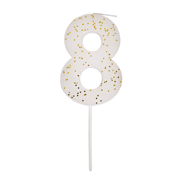 White Number 8 Candle,White Number 8 Candle Image1