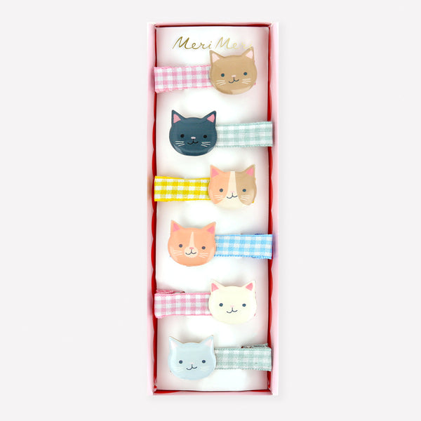 Our cute hair clips feature kittens and gingham ribbons, the perfect hair accessories for everyday style or for party hairstyles. For ages 8+. Image1
