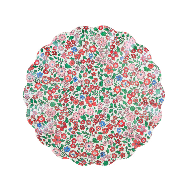 Our small Christmas melamine plates feature 8 Liberty floral print designs in red and green tones for a stylish look, year after year. Image8