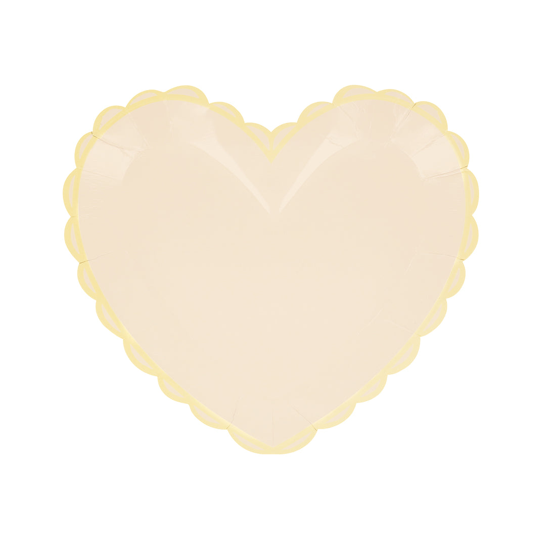 Our small plates, in heart shapes, feature a range of pretty pastel colours and a scalloped border.