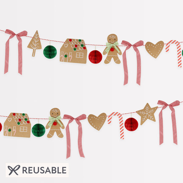 Our Christmas garland, featuring gingerbread and bows, is perfect for a mix of nostalgia and on-trend decoration. Image1