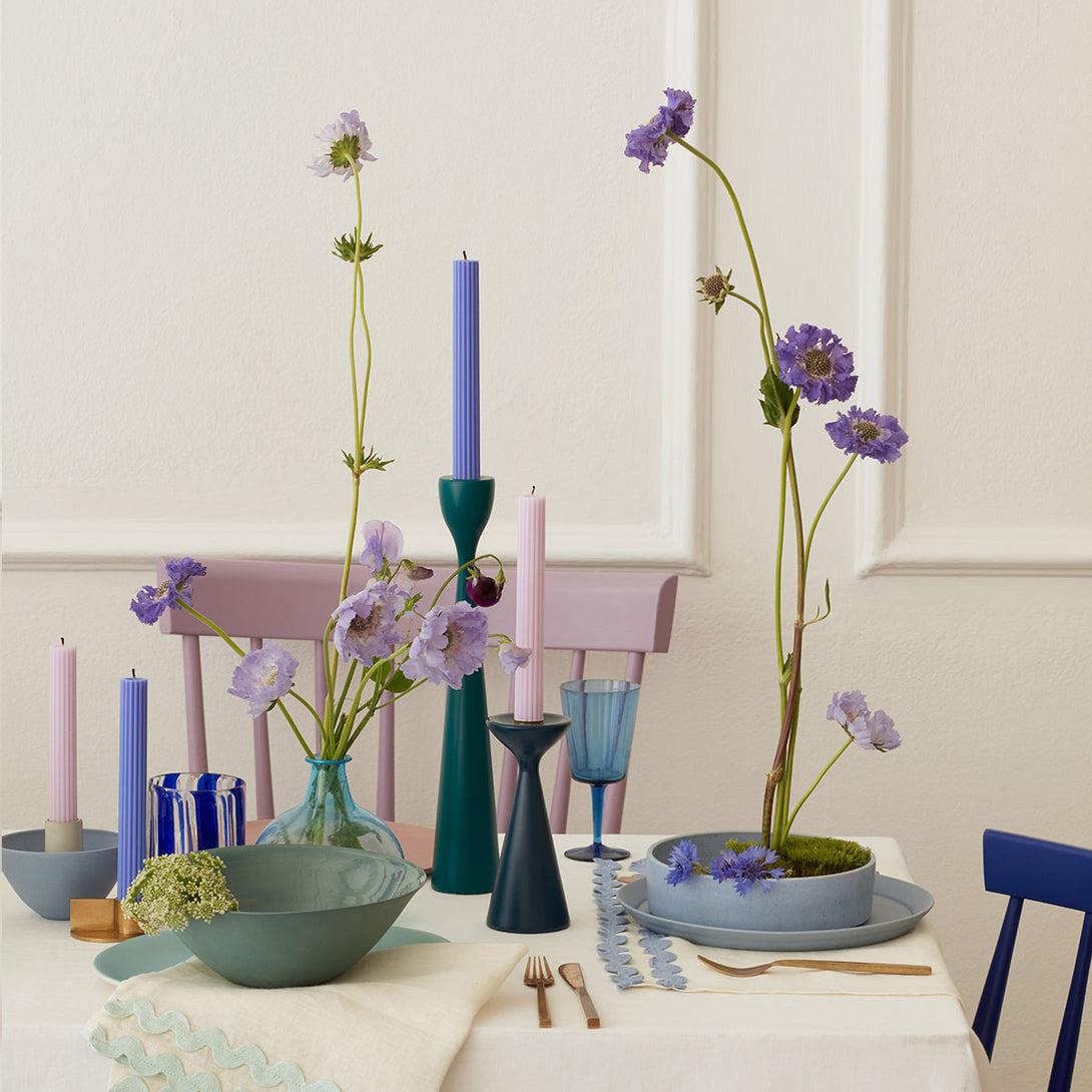 Make your party table look amazing with our ridged blue candles with blue wicks, ideal for any party with a blue theme.