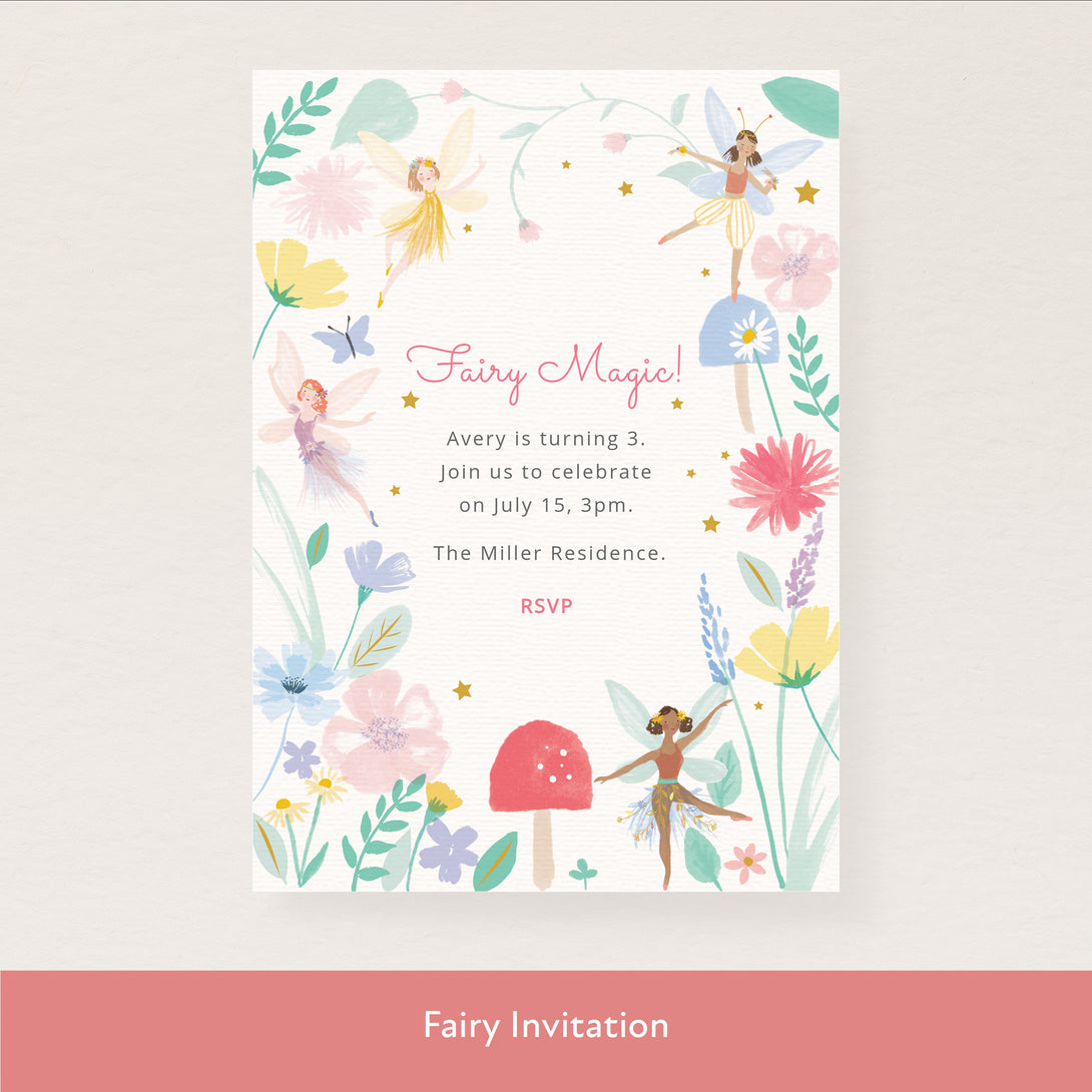 Our digital party bundle, with bright and beautiful fairy illustrations, includes all you need to welcome guests to your party. Image7