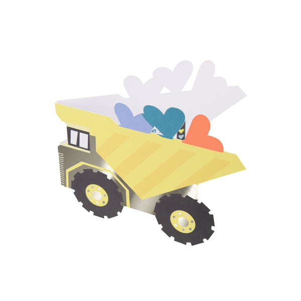 Our Valentine's cards for kids set include brightly coloured trucks and Valentine's stickers. Image3