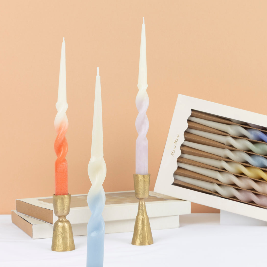 Our pastel candles, with a twisted shape, make great party decoration ideas. Image1