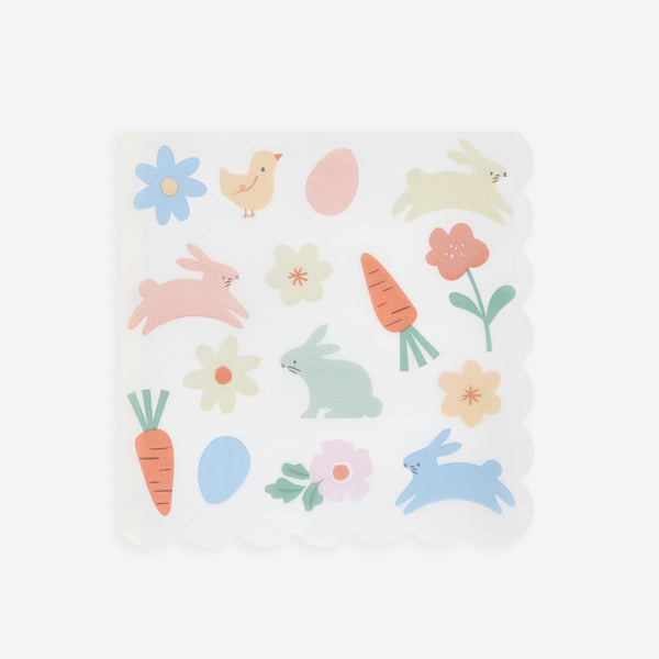 Our Easter napkins, made from 3-ply paper, feature Easter icons in spring colours, with a stylish scalloped edge, great for all ages. Image1