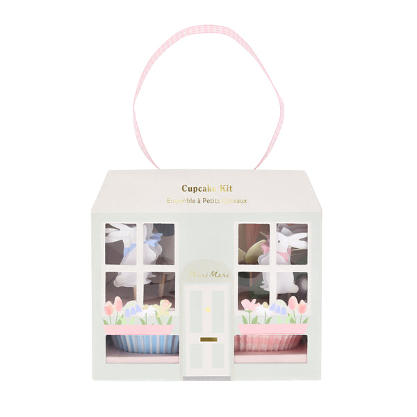 Our Easter cupcake kit is a fabulous Easter gift and includes Easter icon toppers and pink and blue gingham cupcake cases.