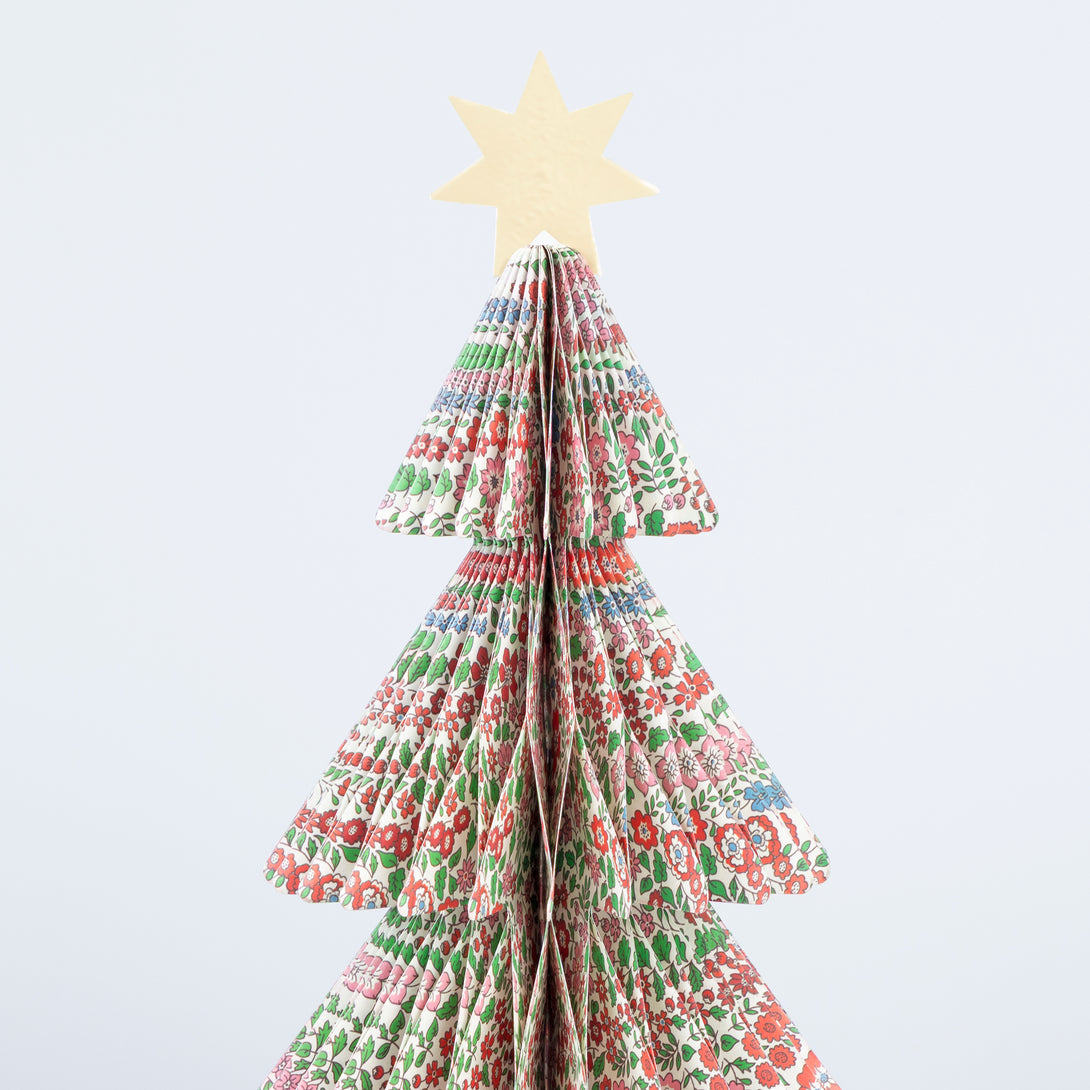 Our luxury Christmas trees, made from honeycomb paper with elegant Liberty floral and star print designs, are a wonderful 3D design. Image4