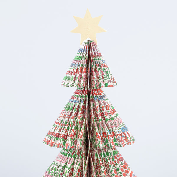 Our luxury Christmas trees, made from honeycomb paper with elegant Liberty floral and star print designs, are a wonderful 3D design. Image4