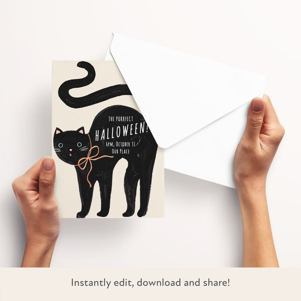 Halloween Cat Download & Print Invitation Image3