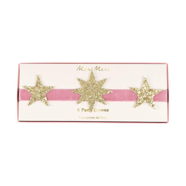 Our Christmas crowns, made with pink velvet elastic ribbons and gold glitter stars, are  perfect to wear at parties and Christmas dinner. For 3+. Image3