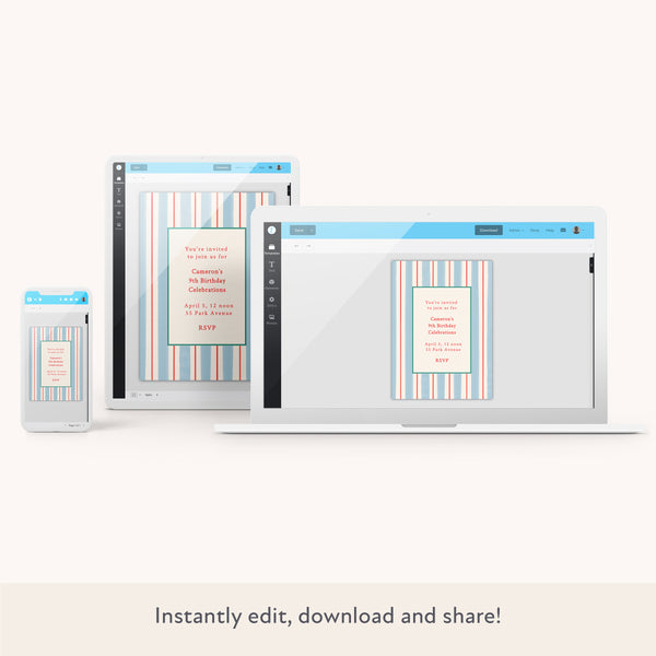 Preppy Stripe Download & Print Invitation