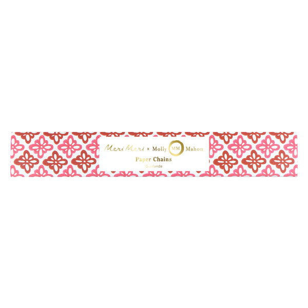 Our paper chain garland features Molly Mahon block prints designs in Christmas colours, perfect to add to your festive decorations. Image6