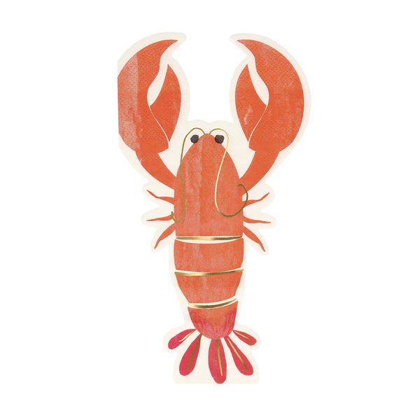 Our red napkins, in the shape of a lobster, make lovely cocktail napkins or are perfect for an under-the-sea party decorations.