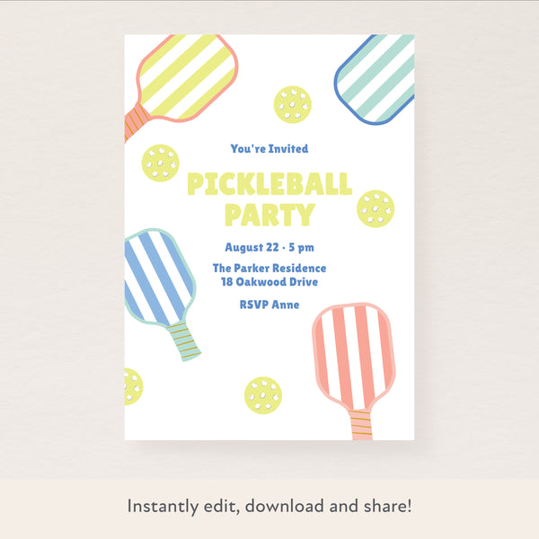 Pickleball Download & Print Invitation Image1