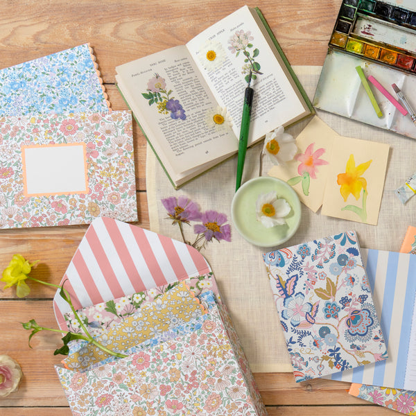 Our Liberty notecards set features blank notecards and matching envelopes with Liberty print designs, presented in a rigid box. Image2