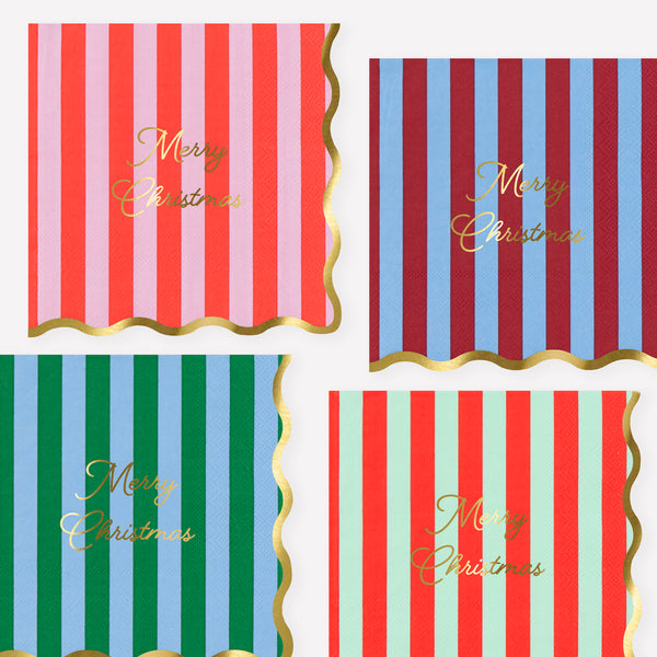 Our striped Christmas party set includes no-snap crackers, plates, napkins, cups and 3 elegant Christmas decorations. Image9