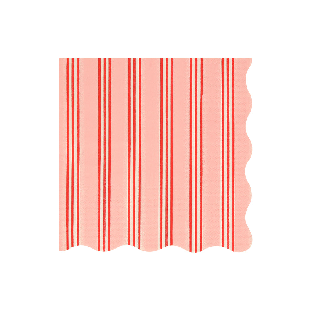 Our large striped napkins, in festive colours with scalloped edges, are perfect for all your Christmas meals.