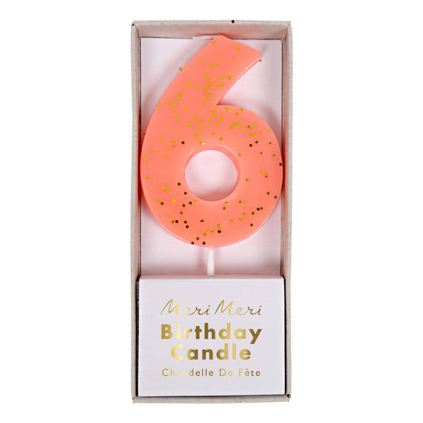 Coral Number 6 Candle Image2