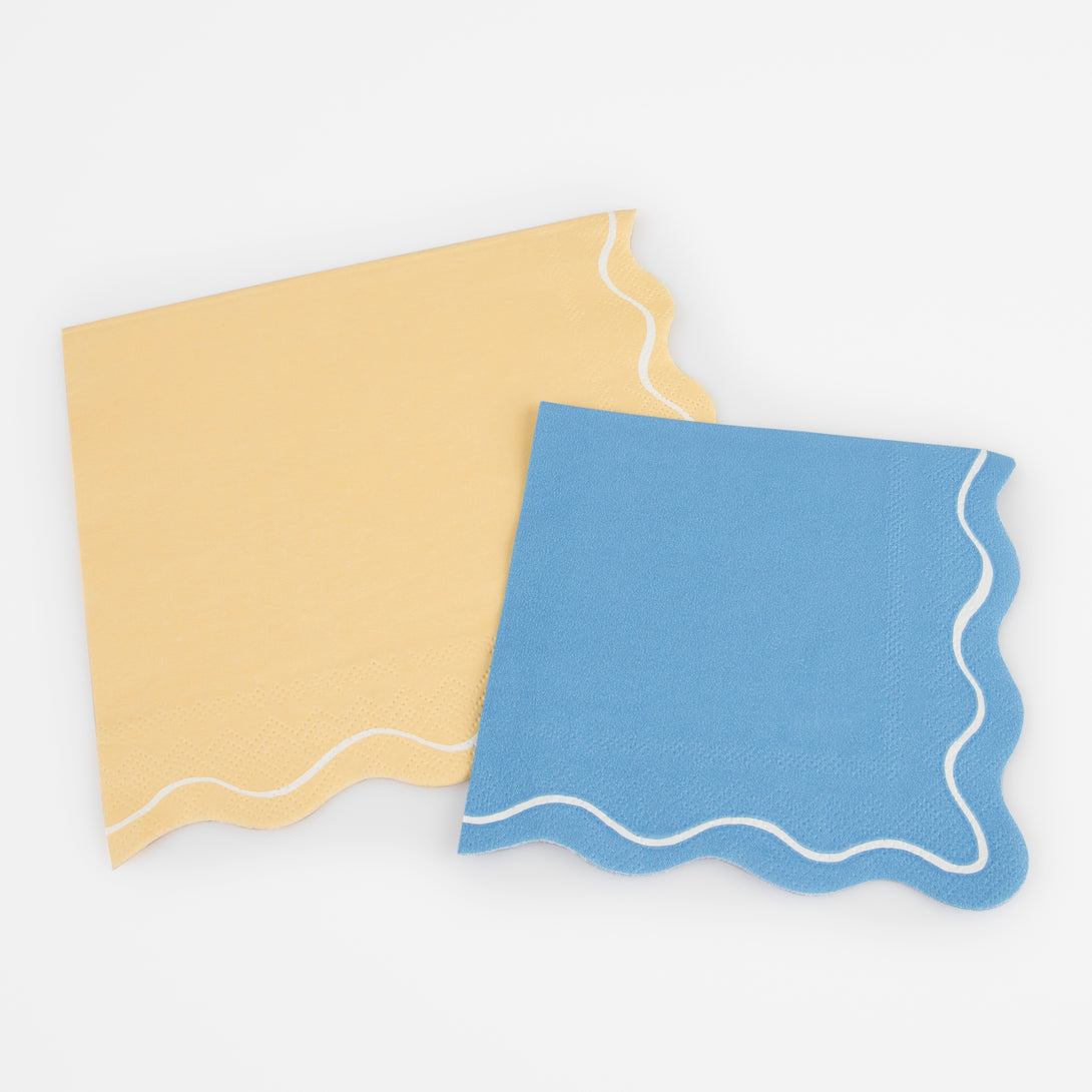 Our paper napkins come in a small size with a variety of colours - blue napkins, yellow napkins and pink napkins.