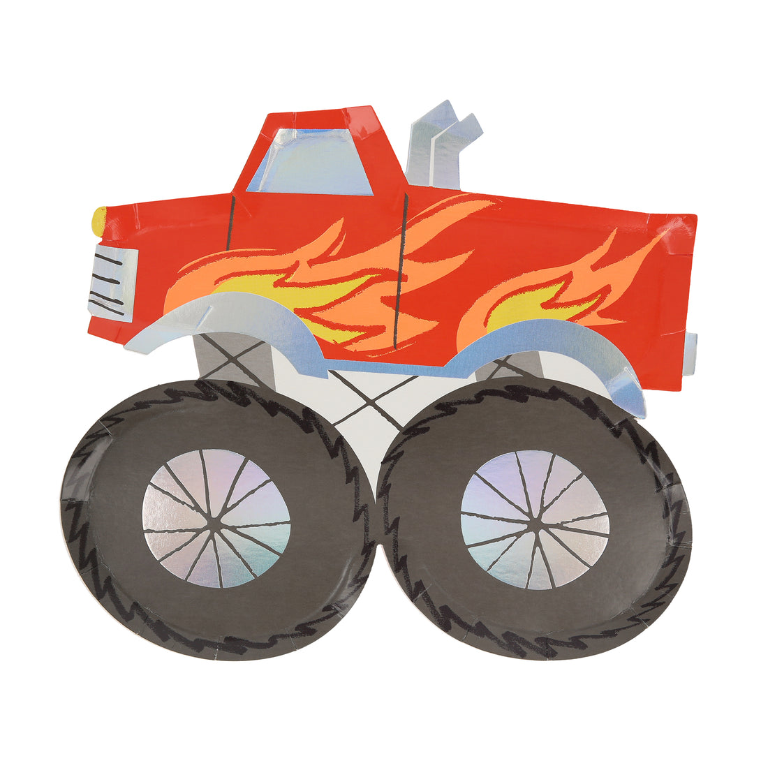 Our party plates are made in the shape of cool monster trucks, perfect for a monster truck party or a transport party.