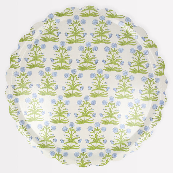Our floral tray, with a pretty Molly Mahon floral pattern,  is made from wood with a melamine coating. Image1