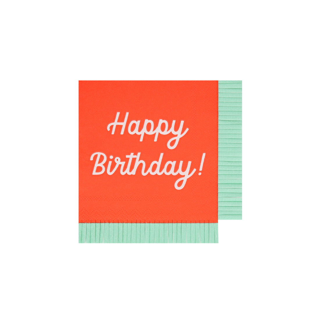 Our small paper napkins have the words Happy Birthday on them and lots of bright co-ordinating colours to look amazing on your party table.