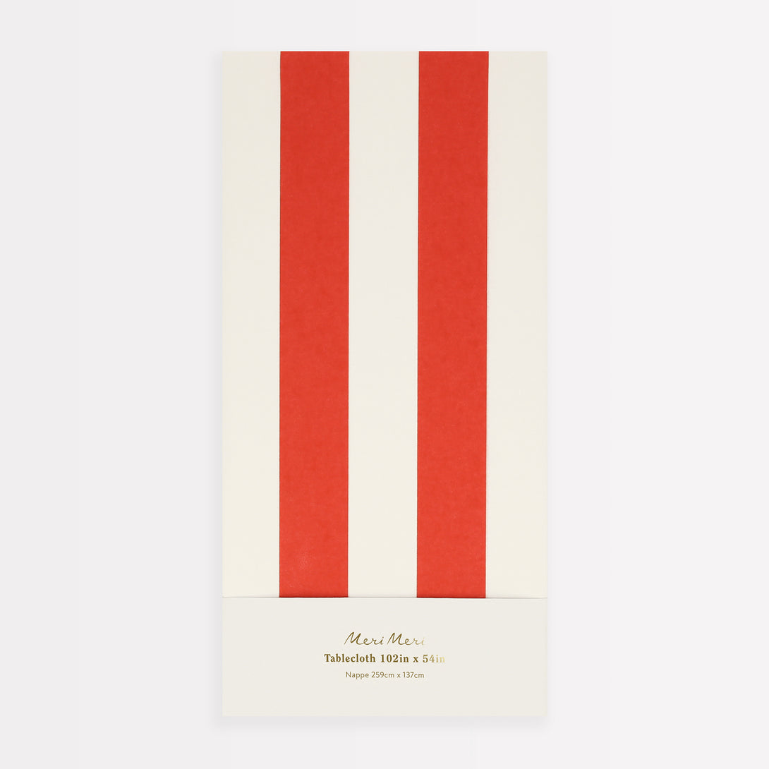 Rot gestreifte Papiertischdecke