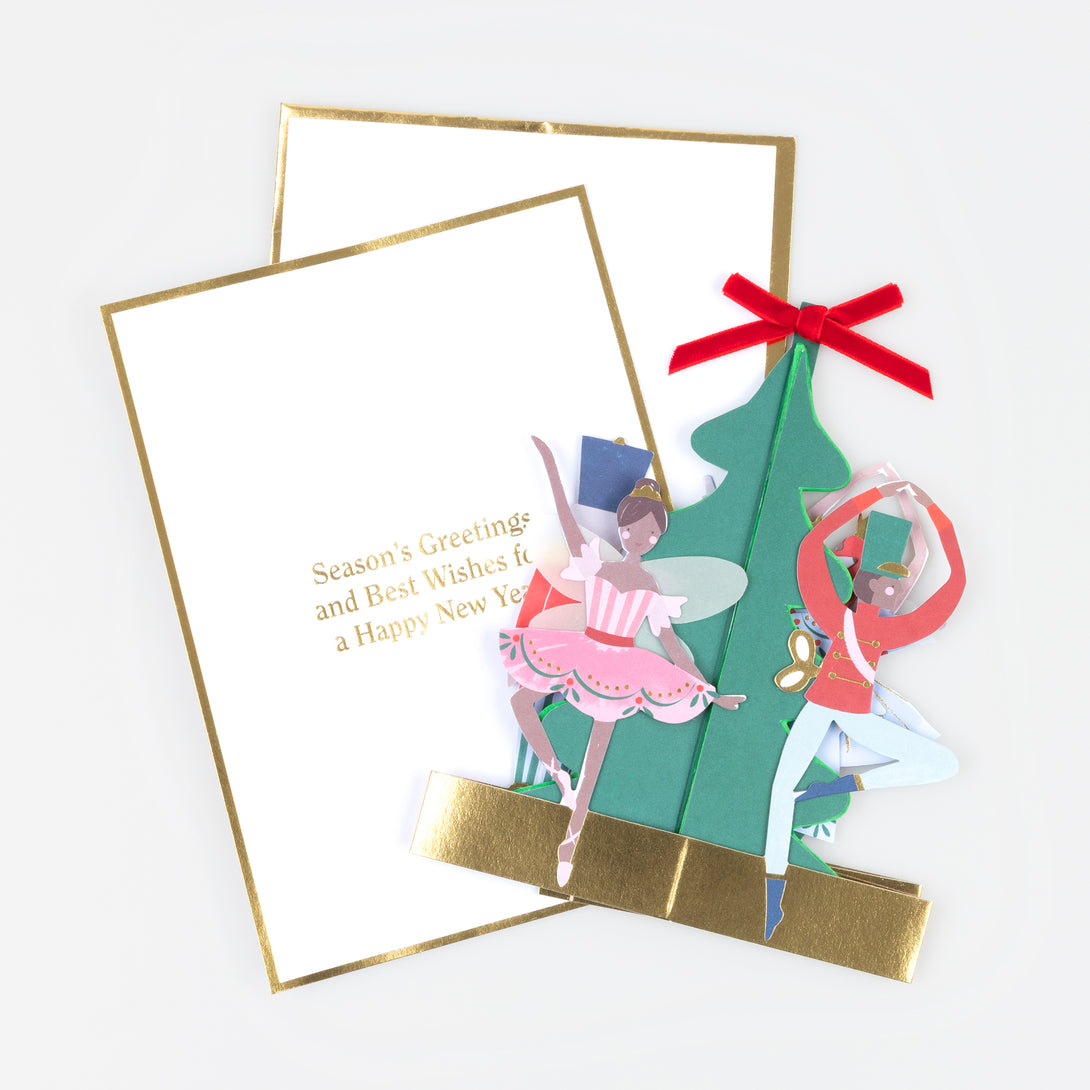 Our 3D Christmas card features a honeycomb Christmas tree and Nutcracker ballet characters for a wonderful look. Image3