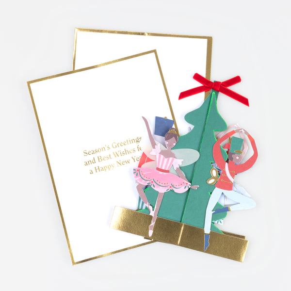 Our 3D Christmas card features a honeycomb Christmas tree and Nutcracker ballet characters for a wonderful look. Image3