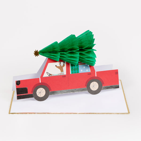 Our reindeer Christmas card features a 3D honeycomb Christmas tree detail, a charming way to send Seasons Greetings to friends and family. Image1