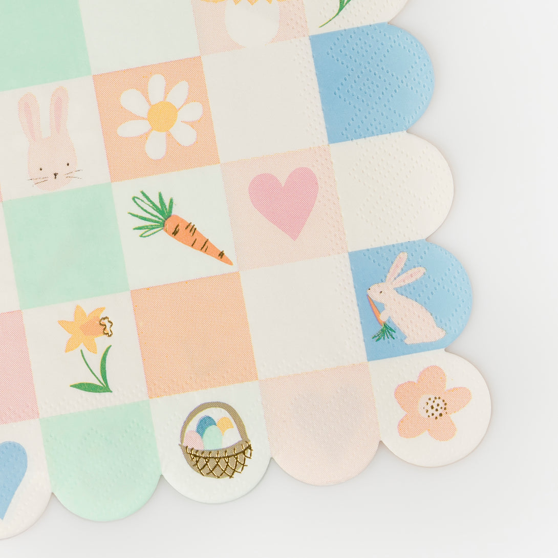 Our paper napkins with pastel colours and Easter bunnies and chicks are decorative and practical.