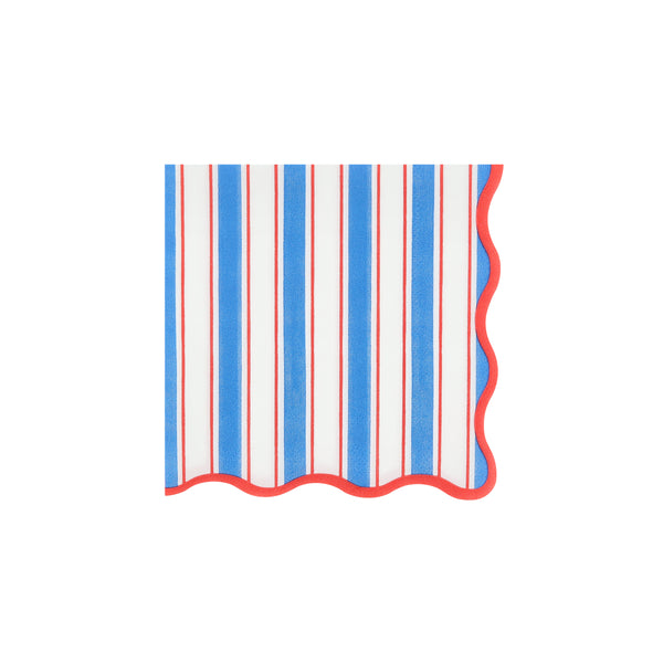 Use our small napkins, made from 3-ply paper with red, blue and white stripes, to enhance a nautical themed party or chic celebration. Image5