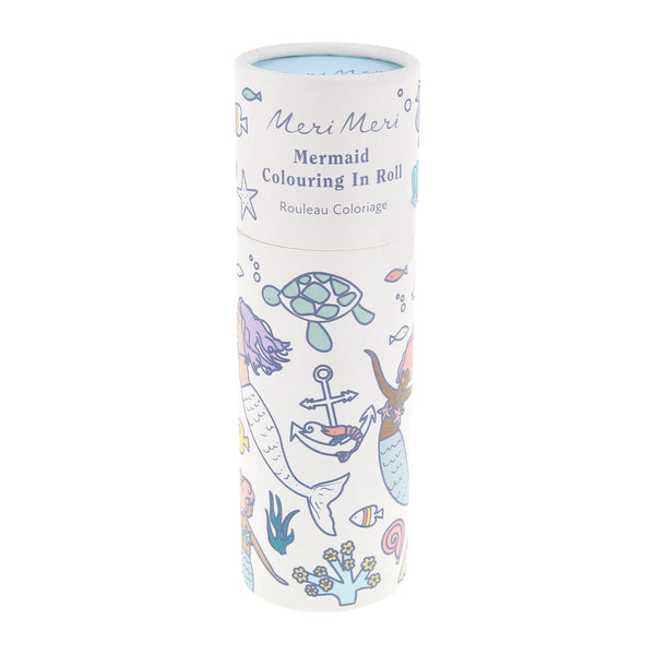 Our set of mermaid colouring pictures, presented in a roll with 5 wax crayons, is great to keep kids busy, ideal for mermaid parties. Image1