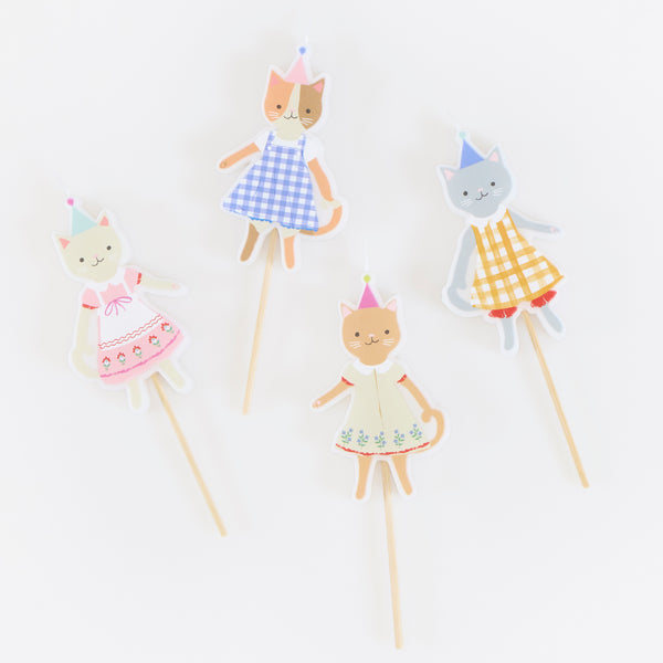 Our birthday candles, featuring four charming kittens in folk-inspired dress, are just perfect for a kitten-themed party or fun afternoon tea. Image2