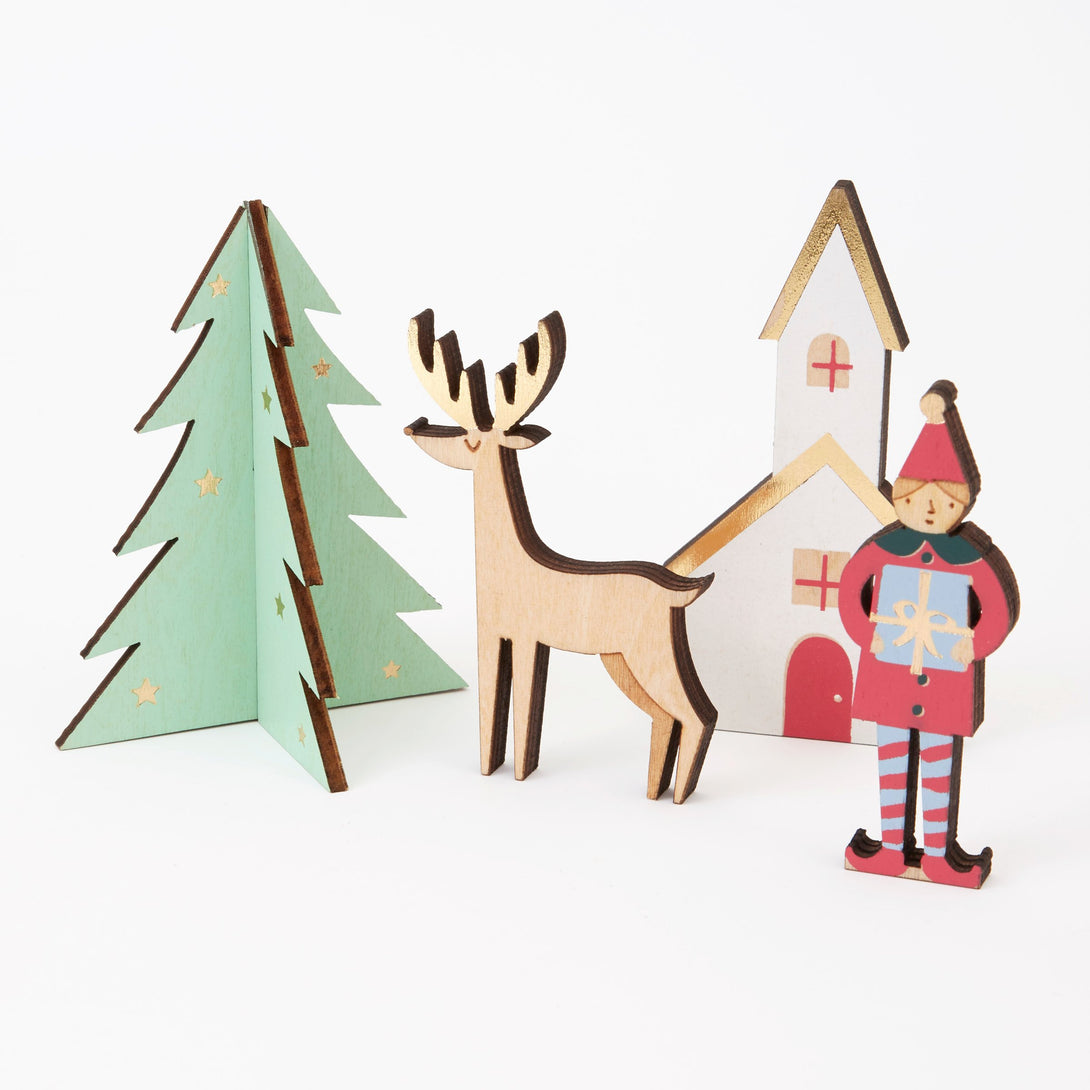 Build a Christmas village scene with our wooden advent calendar, to create a beautiful wooden Christmas decoration.