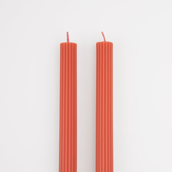 Our tall candles, in coral, are wonderful as a hostess gift or table decoration. Image3