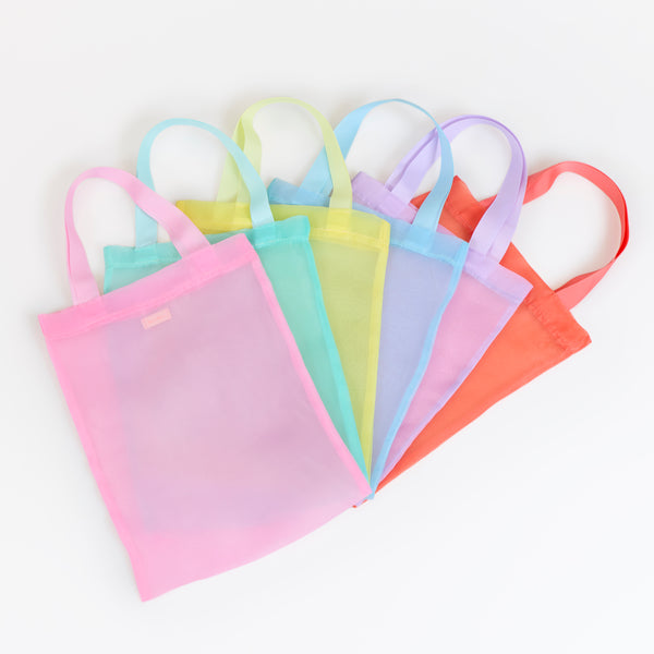 Our organza party bags are super elegant, with each set having six colours and ribbon handles, perfect for any chic celebration. Image1