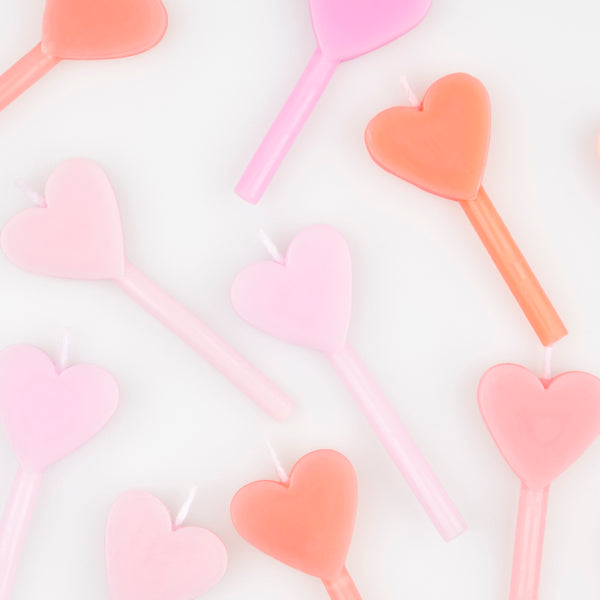 Our mini heart candles in shades of pink are great for a bridal shower cake, anniversary cake or any romantic occasion. Image3