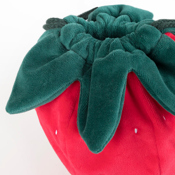 Our accessories for kids range includes a stunning strawberry bag crafted from soft velvet. Image3