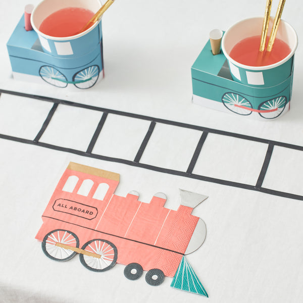 Our paper napkins, in the shape of a bright red train, are perfect as kids plates and for a train party. Image2