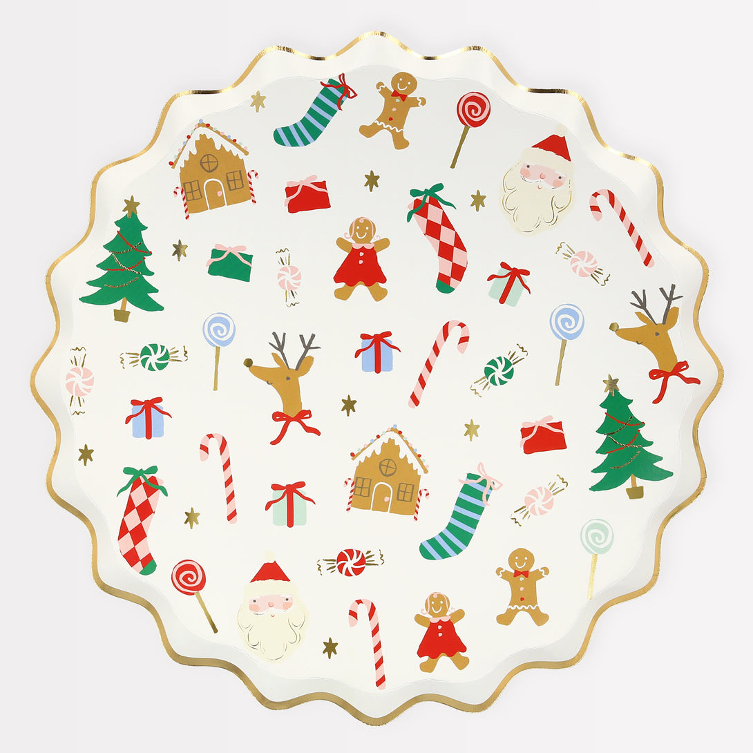 Our party plates, with traditional Christmas illustrations, are perfect as Christmas table decorations.